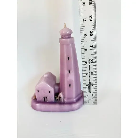 Made in USA Purple Lighthouse Candle Paul Hoge Candleworks Wingate NC 5x7 - Picture 2 of 9
